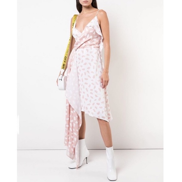 Off-white brushed-pattern draped dress size M. - Picture 4 of 17